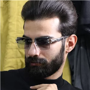عینک شب Cartier با فریم مستطیلی، دسته چوبی، طرح یوزپلنگ، مشکی و لنز آنتی رفلکس مدل OW3042
