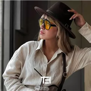 عینک شب GUCCI با فریم مشکی رنگ، شکل خلبانی، سایز بزرگ و لنز بی‌رنگ و شفاف مدل 94533