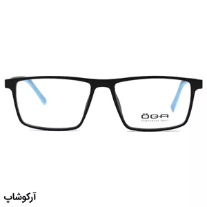 فریم عینک طبی OGA MOREL با رنگ مشکی و آبی، شکل مستطیلی و دسته فنر دار مدل 1703