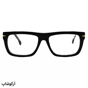 عینک طبی با فریم مستطیلی شکل، رنگ مشکی، جنس استات و دسته سیم دار Hugo Boss مدل OLD150A