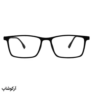 عینک طبی 5 کاوره با فریم رنگ مشکی مات، مستطیلی شکل، از جنس کائوچو و دسته فنری مدل 12204