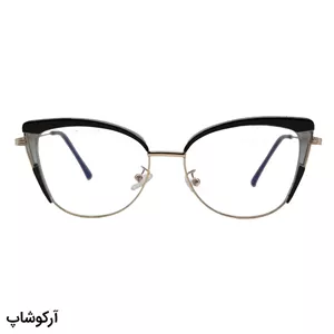 عینک طبی زنانه با فریم چشم گربه‌ای، رنگ طلایی و مشکی رنگ و دسته فنردار برند ZARA مدل TR3040