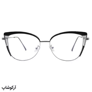 عینک طبی زنانه با فریم چشم گربه‌ای، رنگ نقره‌ای و طوسی رنگ و دسته فنردار برند زارا مدل TR3040