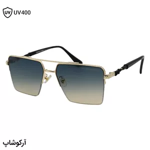 عینک آفتابی کروم هارتز با فریم طلایی، شکل مربعی، طرح نیم‌فریم و لنز دو رنگ سایه روشن مدل 22320