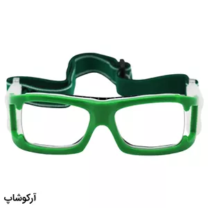 عینک طبی ورزشی با فریم سبز و بند سبز برای فوتبال، والیبال، بسکتبال، فوتسال و هندبال مدل L009