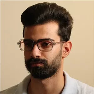 عینک شب Marc Jacobs با فریم مستطیلی، رنگ طوسی، لنز صورتی هایلایت و طرح نقطه‌ای و دسته مدادی مدل 5366