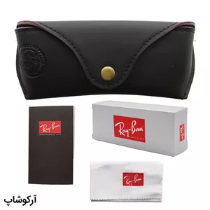پک عینک برند ریبن (Ray-Ban) با تمام تجهیزات و قاب مشکی رنگ و چرمی مدل 993028