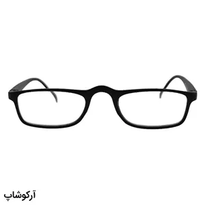 عینک مطالعه نزدیک بین نمره  2.75 با فریم مستطیلی باریک، رنگ مشکی مات و دسته فنری مدل 998