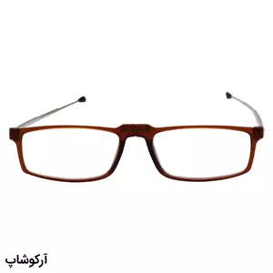 عینک مطالعه تاشو نزدیک بین نمره  2.50 با عدسی بلوکات، رنگ قهوه‌ای و دسته آنتنی و جمع‌شونده مدل TR101