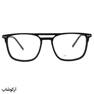 عینک طبی تک کاوره EMPORIO ARMANI با فریم رنگ مشکی مات، شکل خلبانی و کاور دودی تیره و پلاریزه مدل OLD024A