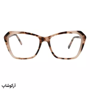 عینک طبی زنانه Fendi با فریم قهوه‌ای چندرنگ، شکل بال پروانه‌ای، از جنس استات و دسته سیم‌دار و لولا فنری مدل SL-A614