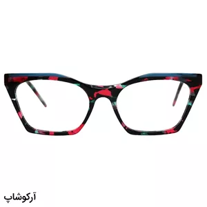 فریم عینک طبی زنانه Fendi با فریم چند رنگ، شکل چشم گربه‌ای، از جنس استات و دسته سیم‌دار و لولا فنردار مدل XL6028