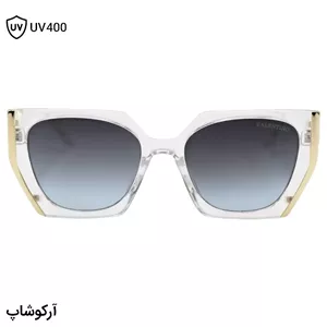 عینک آفتابی زنانه ولنتینو با فریم بی‌‌رنگ و شفاف و طلایی، پروانه‌ای شکل و لنز دودی گرادینت مدل 9794