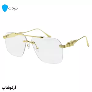 عینک کروم هارتز با طراحی فریملس، رنگ طلایی، شکل چندضلعی و لنز بی‌رنگ و شفاف و بلوکات مدل 17559