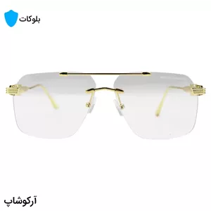 عینک کروم هارتز با طراحی فریملس، رنگ طلایی، شکل چندضلعی و لنز بی‌رنگ و شفاف و بلوکات مدل 17559