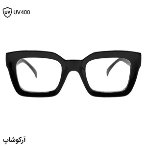 عینک طرح Celine با فریم رنگ مشکی براق، شکل مربعی و لنز بی‌رنگ و قابل تعویض مدل 1379