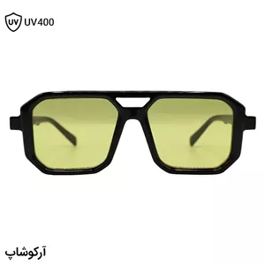 عینک دید در شب Fendi با فریم مشکی براق، شکل مربعی، دو پل بینی و لنز زرد رنگ مدل M6125