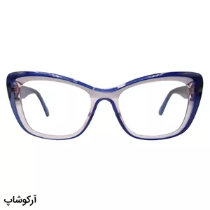عینک طبی زنانه دیور با فریم دو رنگ (آبی و صورتی)، شکل گربه‌ای، جنس استات، دسته سیم‌دار و لولا فنردار مدل 2172