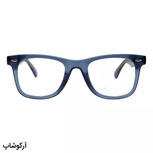 عینک طبی برند دیور با فریم رنگ آبی براق، شکل ویفرر، از جنس استات، دسته سیم‌دار و لولا دوبل مدل 2102