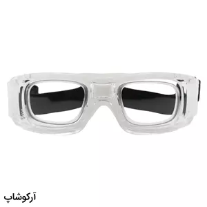 عینک طبی ورزشی با فریم بی‌رنگ و بند مشکی برای فوتبال، والیبال، بسکتبال، فوتسال و هندبال مدل Z006