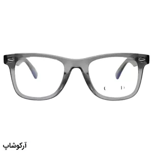 عینک طبی برند Dior با فریم رنگ طوسی، شکل ویفرر، از جنس استات، دسته سیم‌دار و لولا دوبل مدل 2102