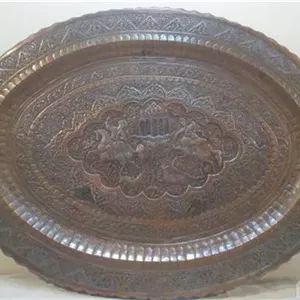 سینی مسی قلمزنی قدیمی قلم زنی دیوارکوب آنتیک