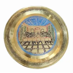 دیوارکوب برنجی سینی قدیمی تابلو بشقاب خارجی جهیزیه