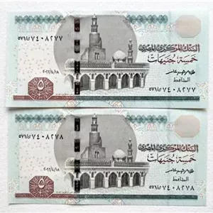 جفت اسکناس کمیاب خارجی 5 پوند مصر 2022 (بانکی)