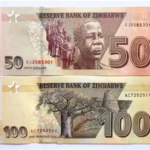 ست اسکناس خارجی 50 و 100 دلار جدید زیمباوه 2020
