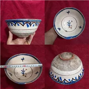 کاسه سفال 2رولعابدار زیبا قجری