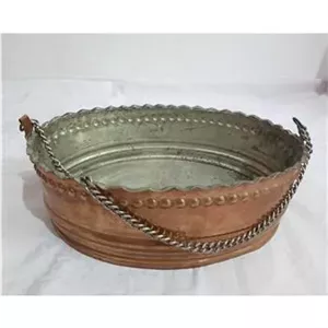 کشکول مسی لبه کنگره دار قدیمی ابعاد در پایین صفحه