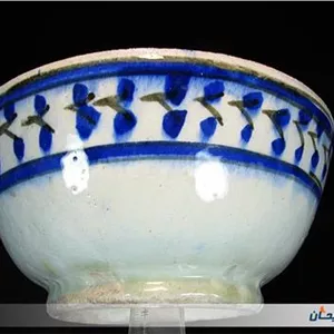 کاسه بسیار قدیمی قاجاری قلم آبی دست ساز (کد2170)