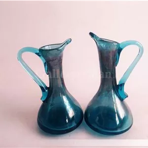 2 پارچ مینیاتوری دستساز شیشه ای آبی (6-45255)