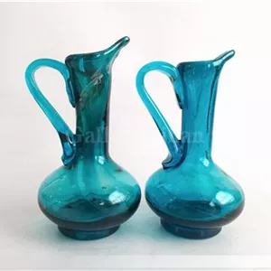 2 پارچ مینیاتوری دستساز شیشه ای آبی (8-46427)