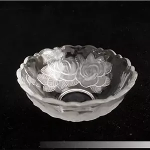 کاسه بلوری قدیمی و دورنگ طرح گل (کد49122)