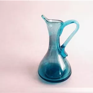 پارچ مینیاتوری و کوچک دستساز شیشه ای آبی (کد45251)