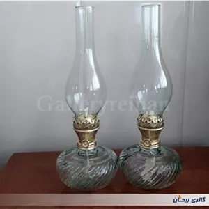 جفت چراغ نفتی زیبا و خاص با شیشه بلند (کد8-49287)