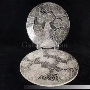 2 پیش دستی بلور قدیمی دورنگ زیبا طرح گل (1-49850)
