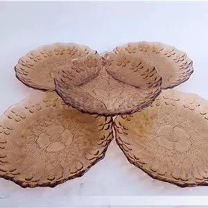 5 پیش دستی بلور قدیمی صورتی و زیبا طرح گل (ک49812)