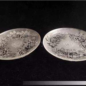 2 پیش دستی بلور قدیمی دورنگ طرح گل (کد49926)