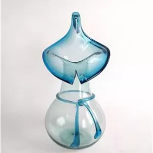 گلدان شیشه ای دستساز خوشرنگ قدیمی آبی (کد45619)