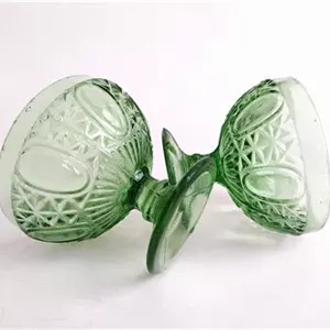 یک جفت قندان قدیمی پایه دار بلور سبز (کد48-35247)
