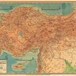 نقشه ترکیه با خط ترکی بعد از فروپاشی عثمانی