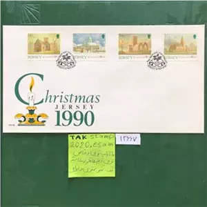 پاکت مهرروز کریسمس 1990 میلادی جرسی بریتانیا
