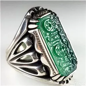 عقیق سبز اصل با رکاب دست ساز استاد یس