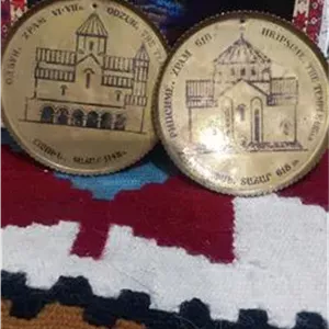 یکجفت بشقاب برنجی دکوری اویزی قدیمی خارجی