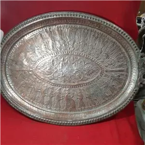 سینی مسی قاجاری قلم دست کلکسیونی و آنتیک