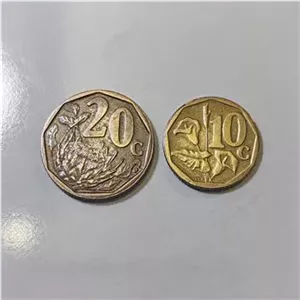 2عددسکه خارجی نایاب10و20راند آفریقای جنوبی بی همتا