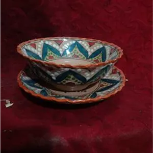 کاسه بشقاب نقاشی صفالی گنابادی