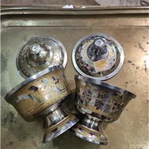 قندان برنجی فرنگی قلم جفت 